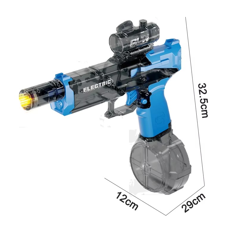 Електричний водяний пістолет бластер на акумуляторі з імітацією вогняного світла Aqua Combat AG-8881 Blue