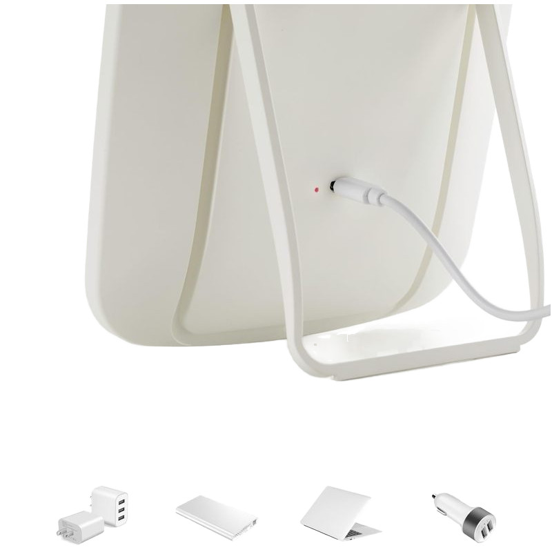 Складне дзеркало для макіяжу сенсорне з LED підсвічуванням на акумуляторі Beauty Mirror BM-0912 White