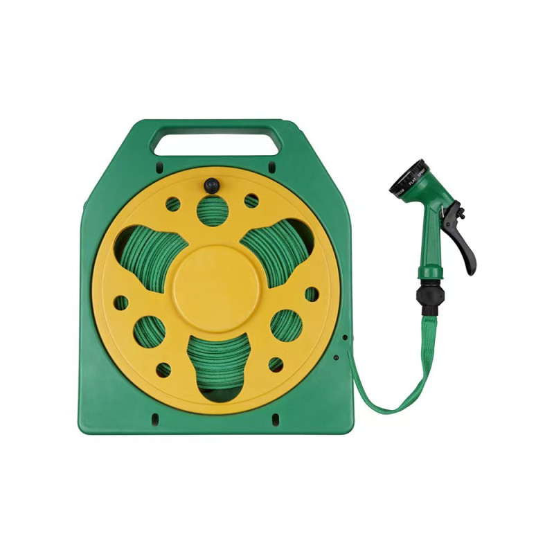 Шланг 20м садовий пвх на котушці в комплекті з пістолетом-розпилювачем на 4 режими BSM Green