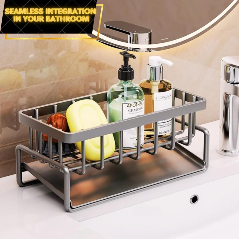 Органайзер металевий 23х9х11см для миття посуду і кухонного приладдя LS-7825 Grey