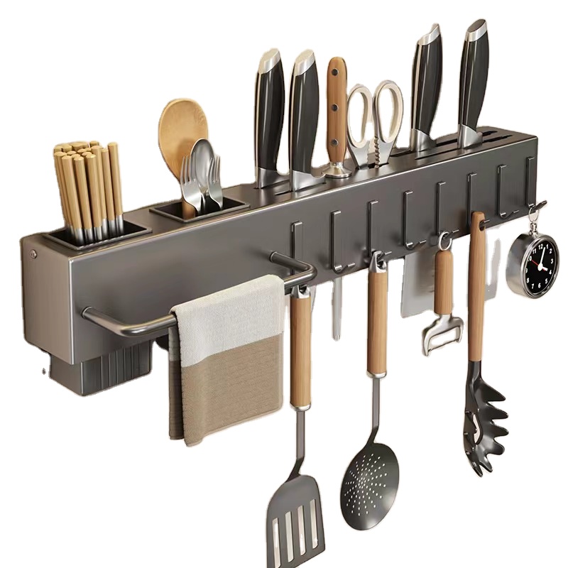 Настінний багатофункціональний органайзер Light Shelf для зберігання кухонних предметів LS-7822 Gray