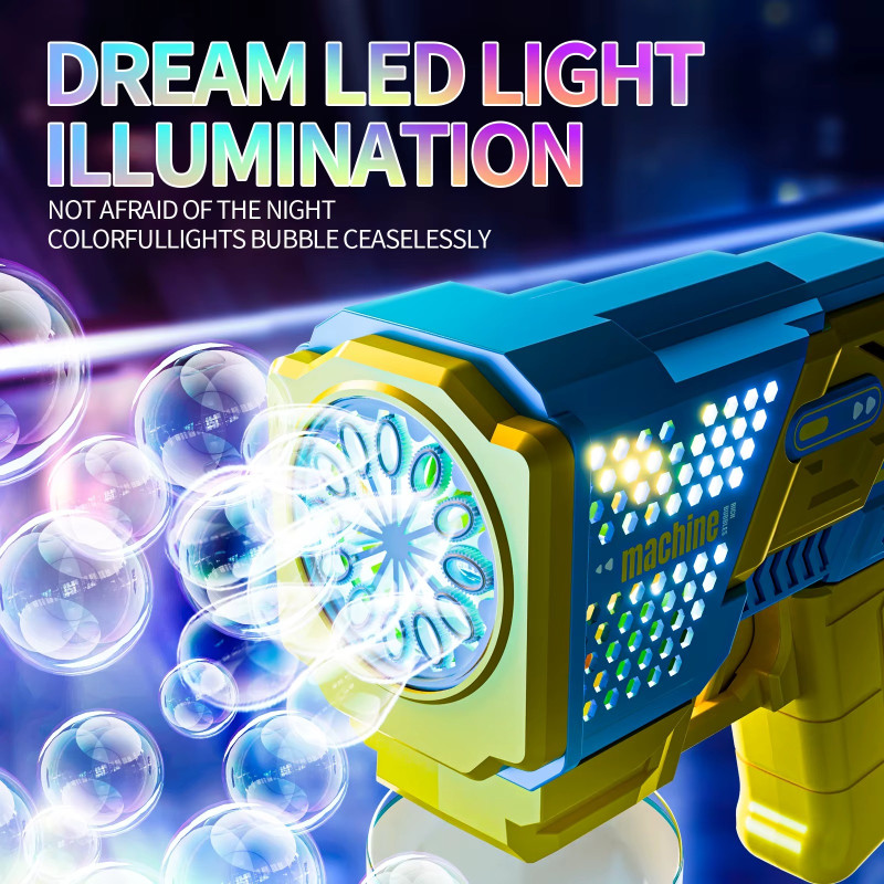 Іграшковий пістолет - мильні бульбашки з підсвіткою й музикою, автоматичний пуск Bubble Gun S6776 Yellow