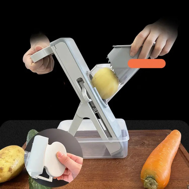 Багатофункціональна овочерізка подрібнювач Vegetable Cutter для овочів та фруктів ножі з нержавіючої сталі Grey