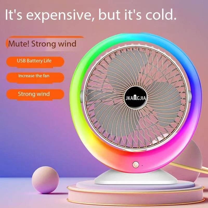 Вентилятор з зволожувачем повітря з LED підсвіткою TYPE-C на акумуляторі Mini Fan MF-2183 RGB