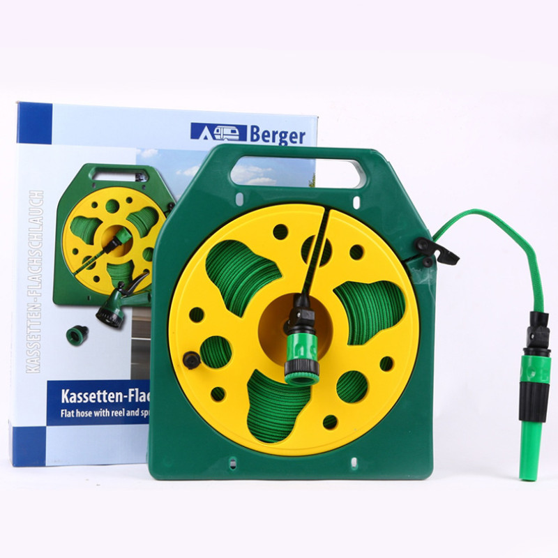 Шланг 20м садовий пвх на котушці в комплекті з пістолетом-розпилювачем на 4 режими BSM Green