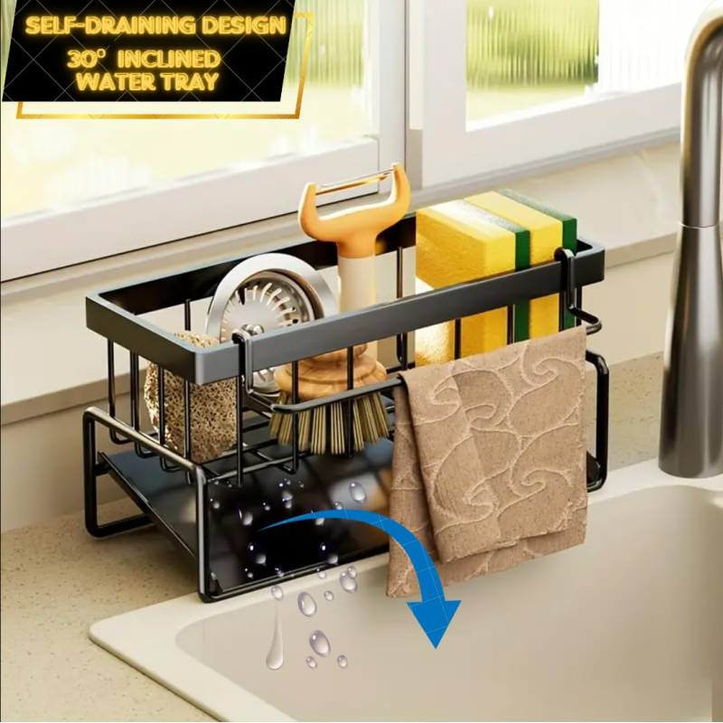 Органайзер металевий 23х9х11см для миття посуду і кухонного приладдя LS-7825 Grey