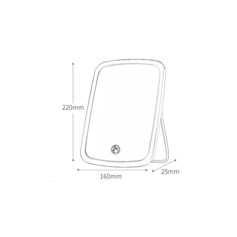 Складне дзеркало для макіяжу сенсорне з LED підсвічуванням на акумуляторі Beauty Mirror BM-0912 White