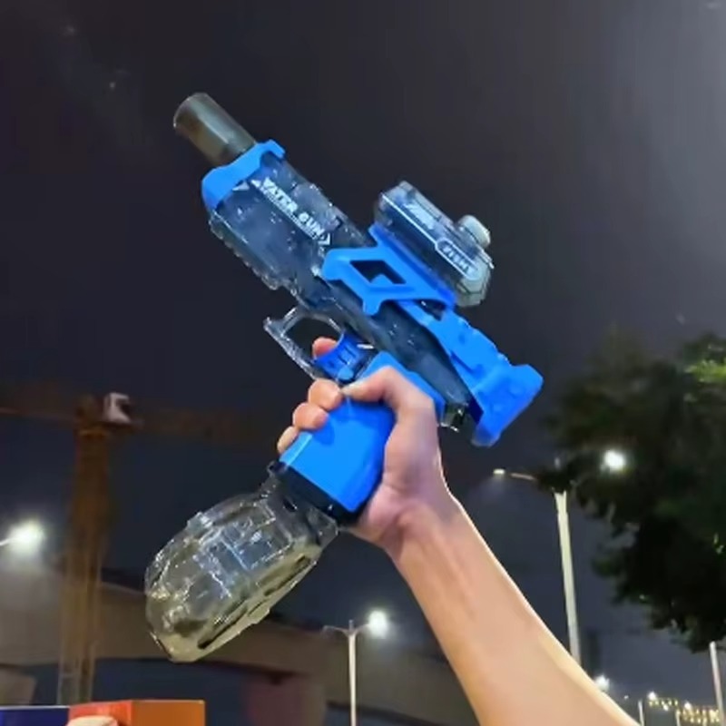 Електричний водяний пістолет бластер на акумуляторі з імітацією вогняного світла Aqua Combat AG-8881 Blue