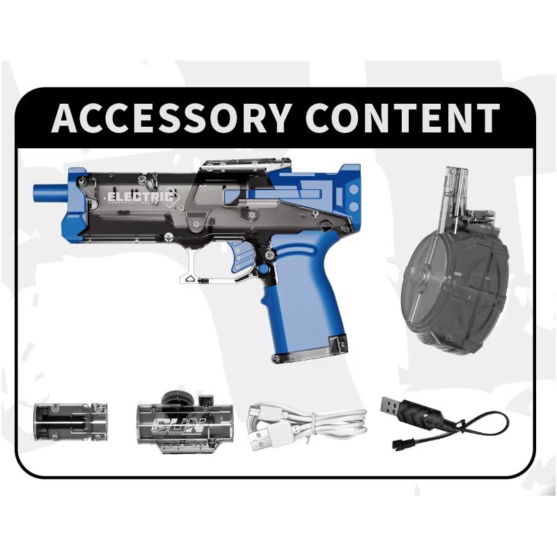 Електричний водяний пістолет бластер на акумуляторі з імітацією вогняного світла Aqua Combat AG-8881 Blue