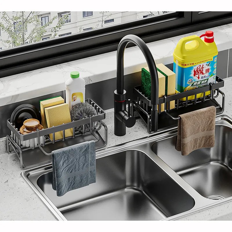 Органайзер металевий 23х9х11см для миття посуду і кухонного приладдя LS-7825 Grey