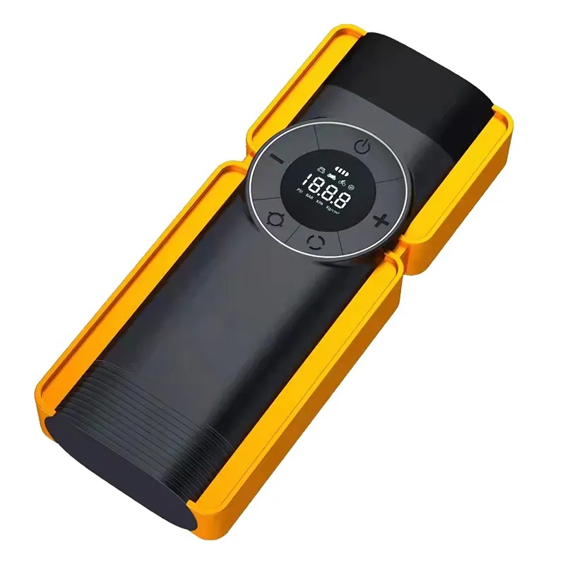 Пускозарядний пристрій з компресором портативний акумулятор для автомобіля з дисплеєм та ліхтарем Li-Pol 8000мАч 3.7В Remax CP-F77 Black/Yellow