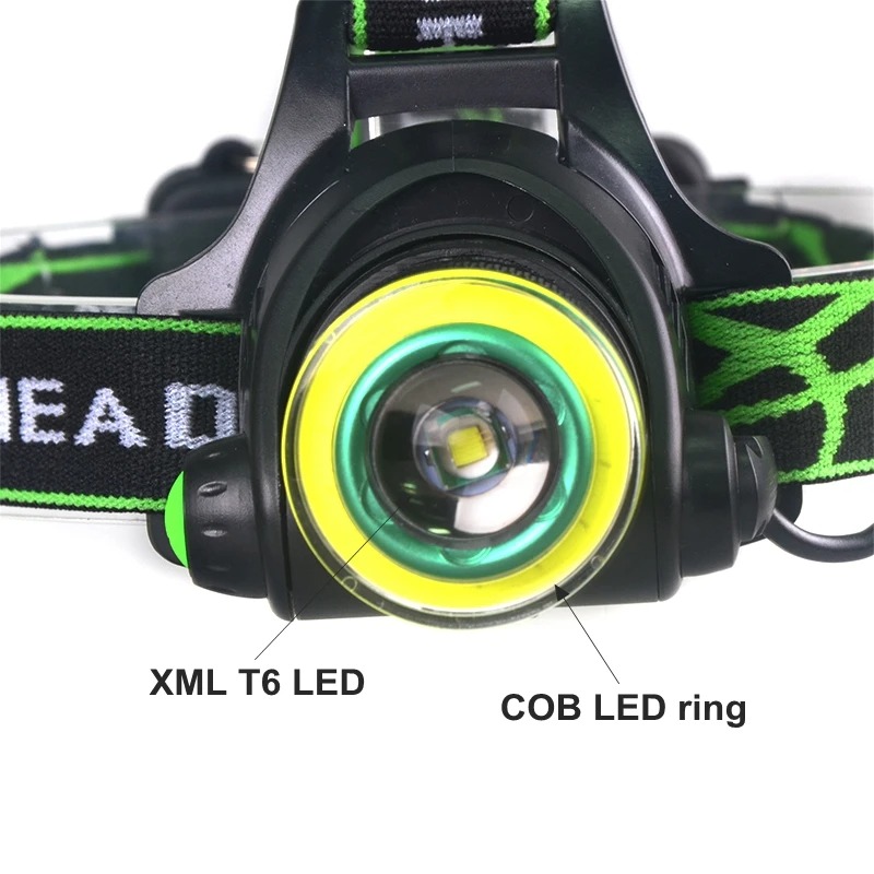 Ліхтарик налобний акумуляторний високої потужності 4 режими свічення BAILONG BL-T107-T6 Black/Green Ліхтарик налобний акумуляторний високої потужності 4 режими свічення BAILONG BL-T107-T6 Black/Green