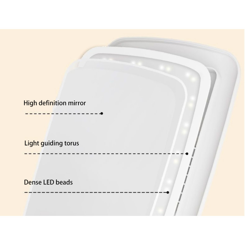 Складне дзеркало для макіяжу сенсорне з LED підсвічуванням на акумуляторі Beauty Mirror BM-0912 White