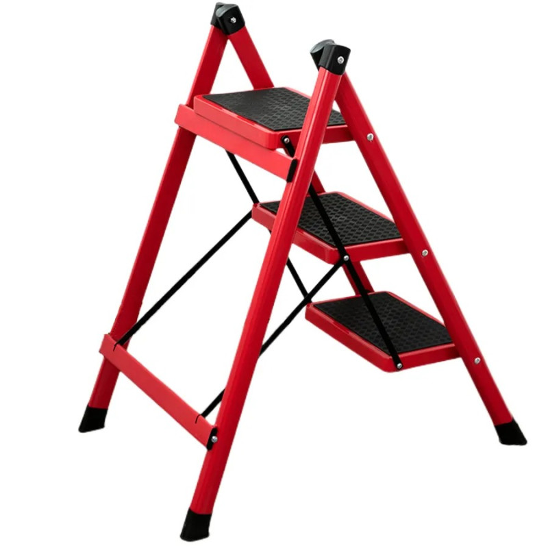 Драбина на 3 щаблі складні міцні сходи до 150кг Red