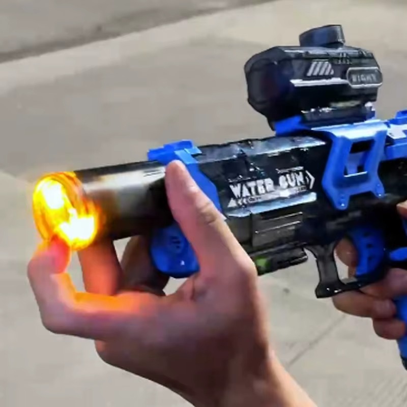Електричний водяний пістолет бластер на акумуляторі з імітацією вогняного світла Aqua Combat AG-8881 Blue