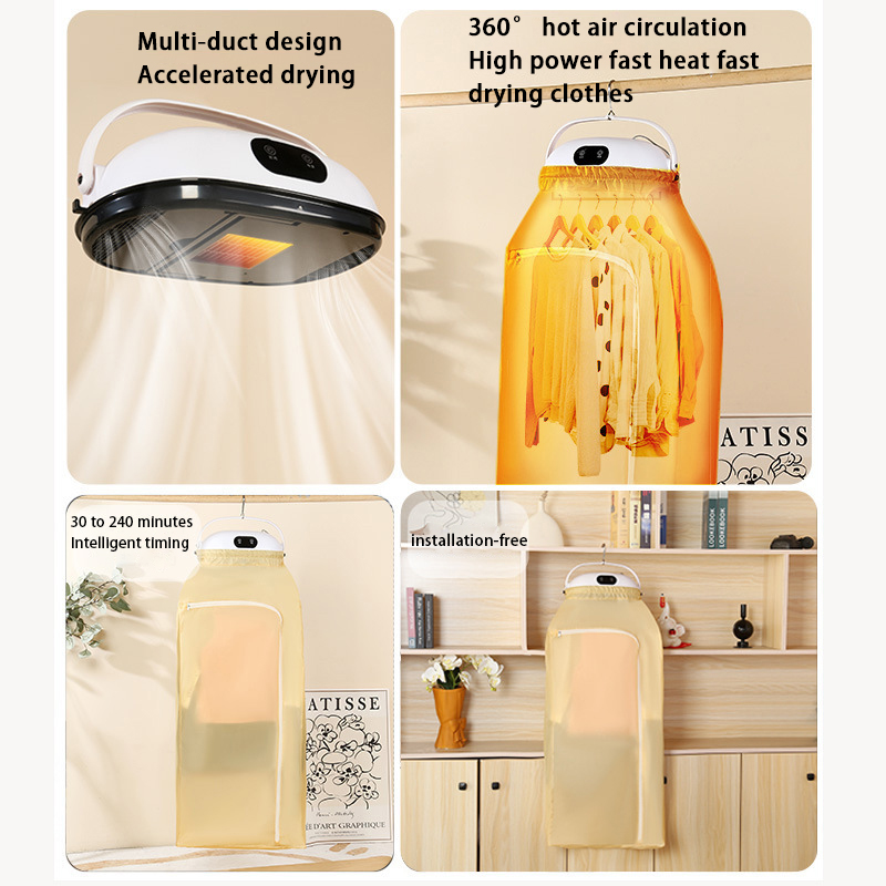 Автоматична електросушарка 1000 Вт вертикальна для одягу з чохлом і таймером HB-006 White