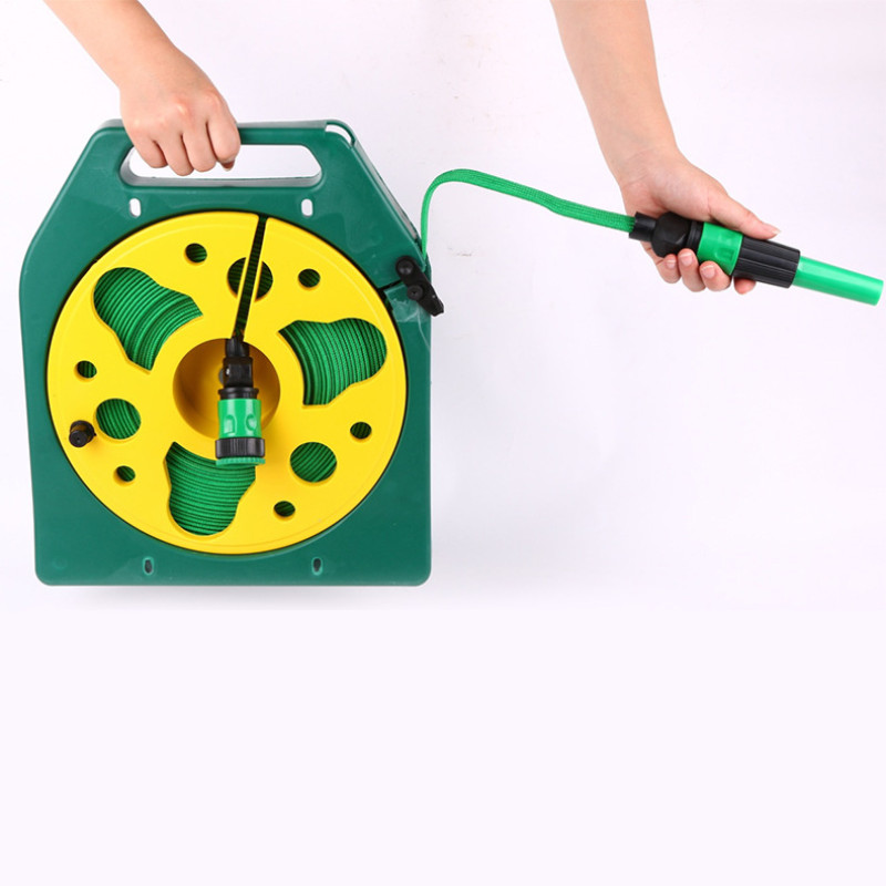 Шланг 20м садовий пвх на котушці в комплекті з пістолетом-розпилювачем на 4 режими BSM Green