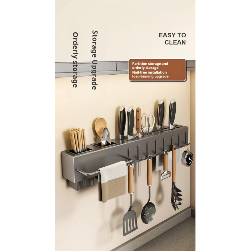 Настінний багатофункціональний органайзер Light Shelf для зберігання кухонних предметів LS-7822 Gray
