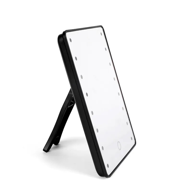 Настольное зеркало для макияжа с LED подсветкой и ножкой подпоркой прямоугольное Black Настольное зеркало для макияжа с LED подсветкой и ножкой подпоркой прямоугольное Black