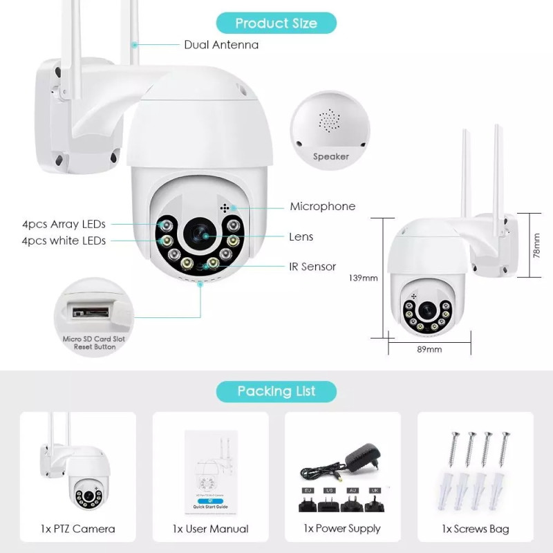 Камера відеоспостереження вулична PTZ WiFi Outdoor Camera Yachu ICSEE 5MP Білий