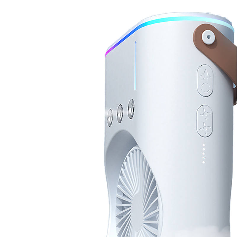 Портативний USB вентилятор-зволожувач з автоповоротом та LED підсвічуванням дворівневий Mini Fan MF-2185 White Портативний USB вентилятор-зволожувач з автоповоротом та LED підсвічуванням дворівневий Mini Fan MF-2185 White