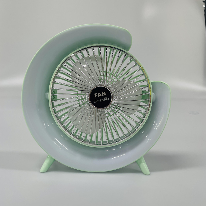 Портативний вентилятор акумуляторний зі зволожувачем повітря TYPE-C 180° з LED RGB підсвічуванням Mini Fan MF-2184 Green