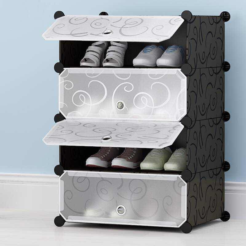 Шафа для взуття на 4 полиці пластикова 39x35x72см MP A1-4 Black/Grey