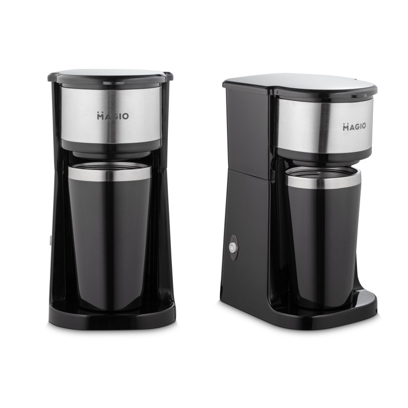 Крапельна кавоварка 600 ВТ, Об'єм бака для води 0,42 л з термостаканом Magio MG-449 Black Крапельна кавоварка 600 ВТ, Об'єм бака для води 0,42 л з термостаканом Magio MG-449 Black