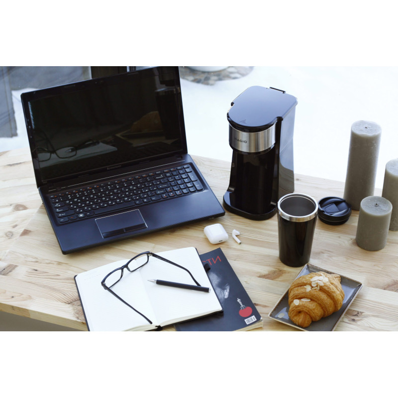 Крапельна кавоварка 600 ВТ, Об'єм бака для води 0,42 л з термостаканом Magio MG-449 Black Крапельна кавоварка 600 ВТ, Об'єм бака для води 0,42 л з термостаканом Magio MG-449 Black