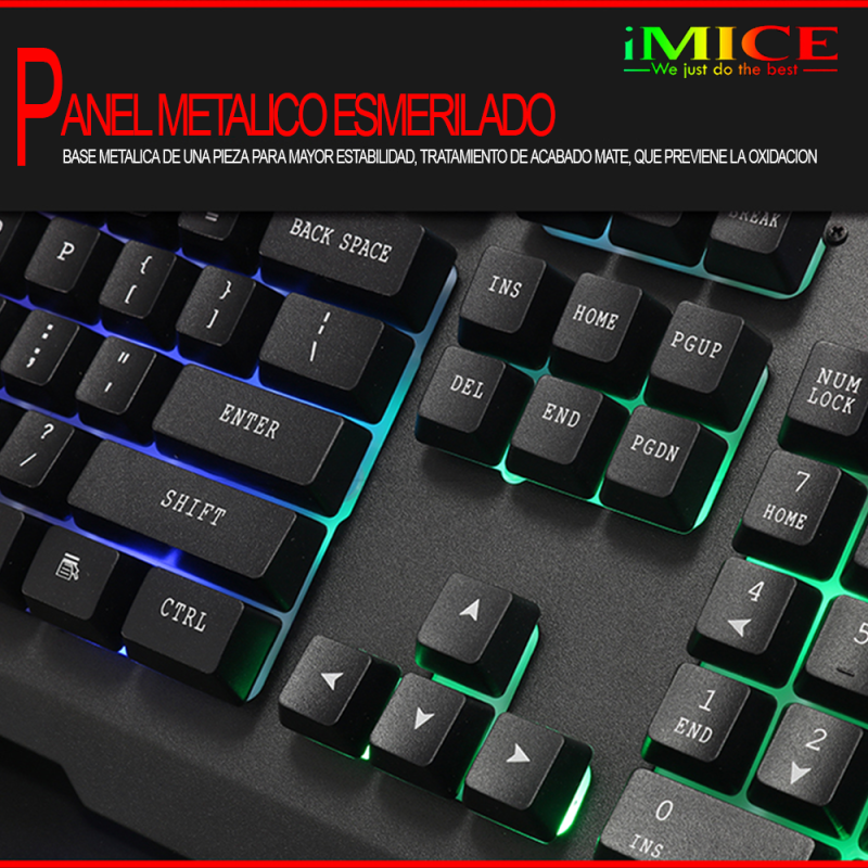 Провідна ігрова USB клавіатура з LED підсвічуванням чотирма основними кольорами одночасно iMICE AK-400 Black