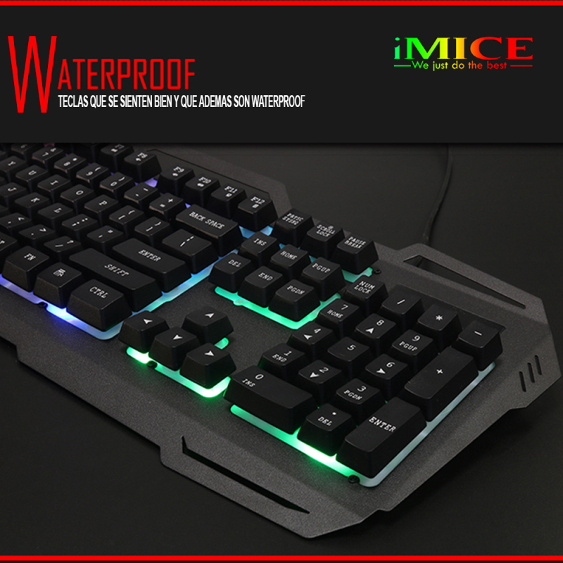 Провідна ігрова USB клавіатура з LED підсвічуванням чотирма основними кольорами одночасно iMICE AK-400 Black