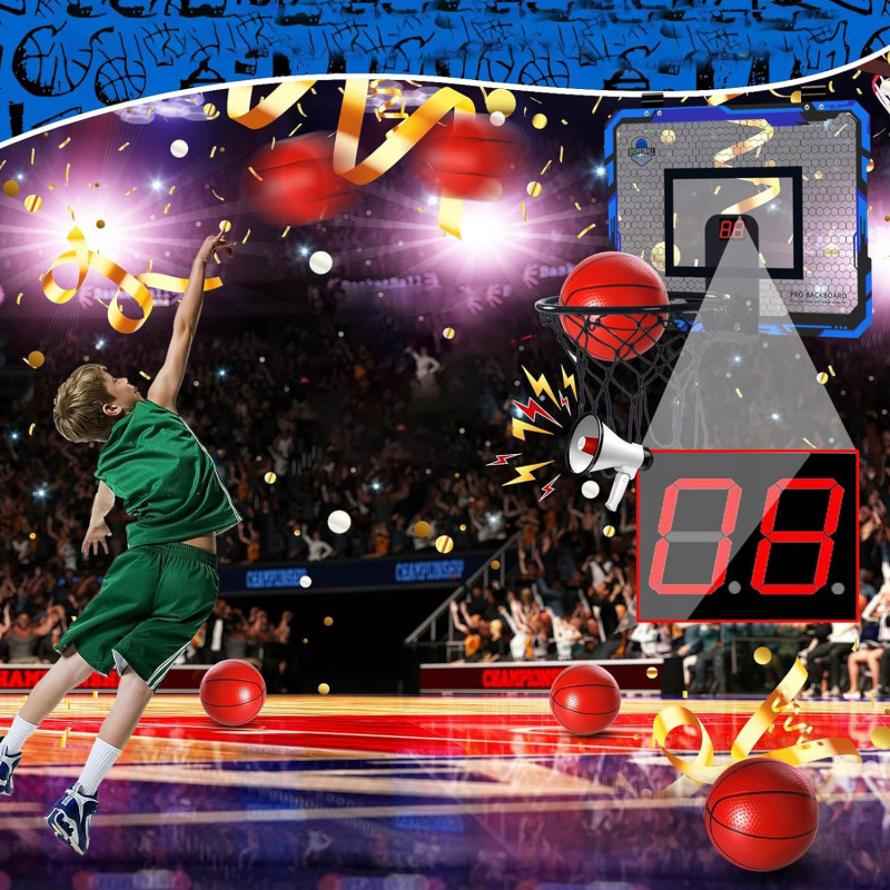 Баскетбольное кольцо 25 см на щите 46-30,5 см с электронным звуковым табло, мячом и насосом