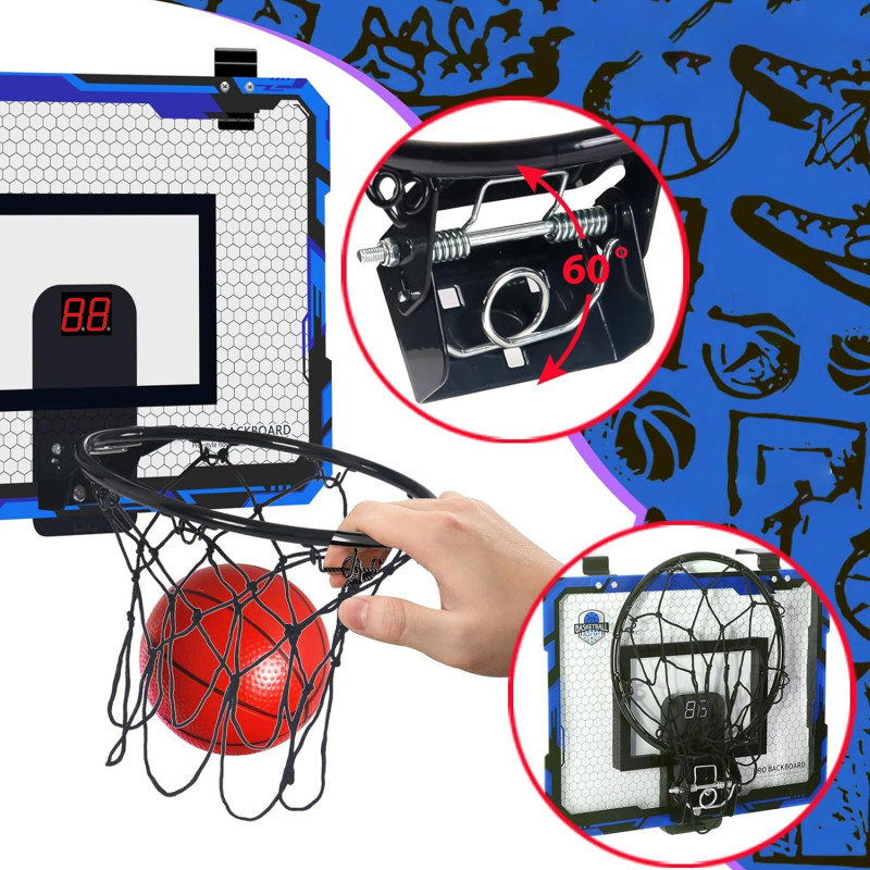 Баскетбольное кольцо 25 см на щите 46-30,5 см с электронным звуковым табло, мячом и насосом