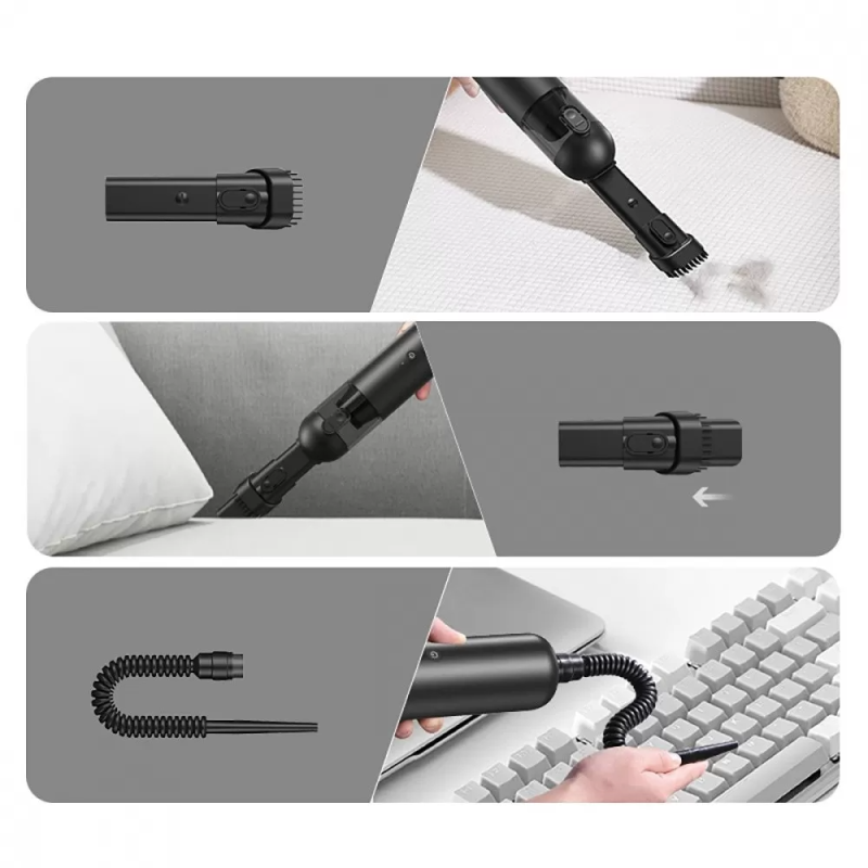 Акумуляторний бездротовий автомобільний пилосос 120W зі щітками в комплекті Proove Void Assistant (C2 Black)