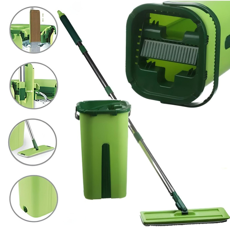 Швабра з відром 5л з віджимом телескопічна ручка Stenson MH-3554 Green (ST1093)