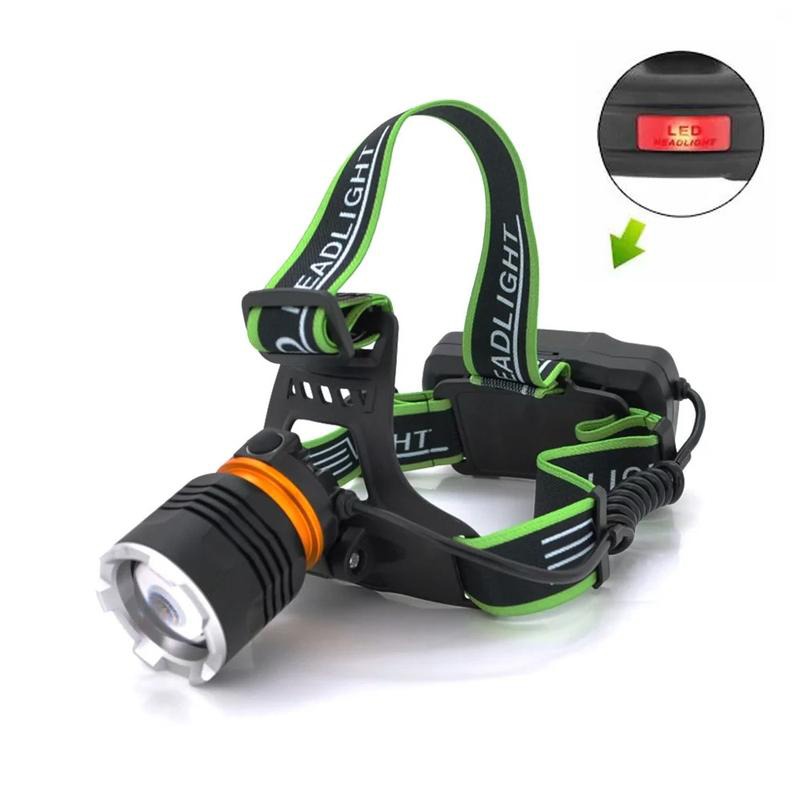 Налобний надпотужний LED ліхтар із двома акумуляторами 18650 та 3 режими роботи Bailong BL-A7-P50 Black/Green