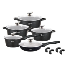 Набір посуду Higher Kitchen 14 предметів з антипригарним покриттям (HK-305) Набір каструль Black