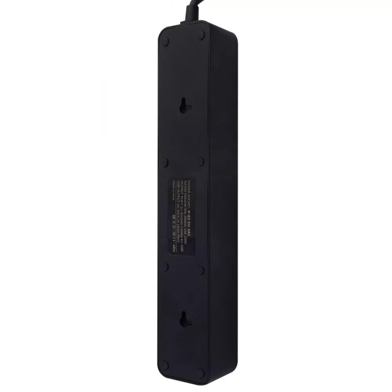 Мережевий фільтр на 4 розетки + 4 USB + 2 Type-C безпечний подовжувач Хаб 2м Power Strip P-04 Black