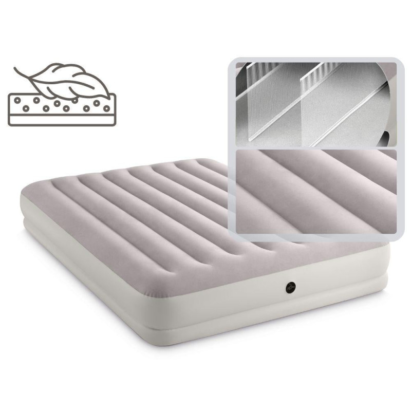 Полуторне надувне ліжко 206 x 152 x 30см, матрац із зовнішним usb-електронасосом  Intex 64179 Gray
