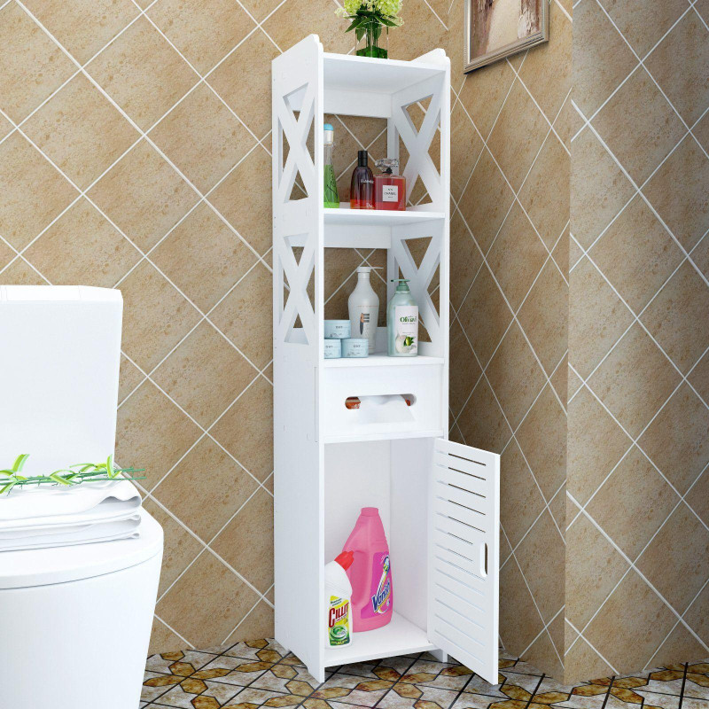 Висока пластикова полиця-стелаж на чотири яруси для ванної PK-03 120х20х20см White Висока пластикова полиця-стелаж на чотири яруси для ванної PK-03 120х20х20см White