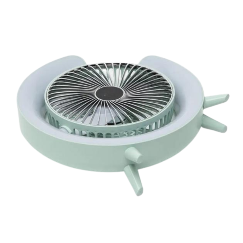 Портативний вентилятор акумуляторний зі зволожувачем повітря TYPE-C 180° з LED RGB підсвічуванням Mini Fan MF-2184 Green