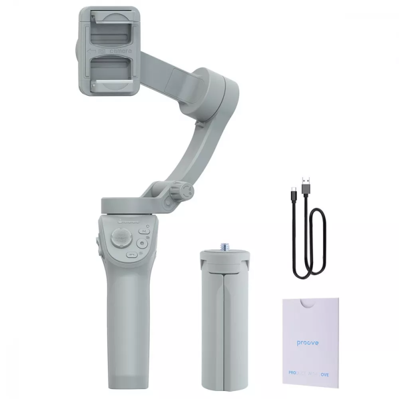 Ручной стабилизатор стедикам для видеосъемки дна смартфон с пультом Proove Axis Gimbal Stabilizer 8912 Gray