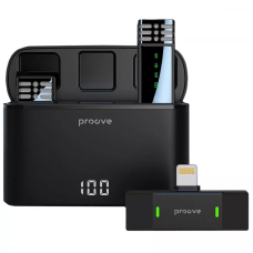 Бездротовий петличний мікрофон 2.4G, 360°, 60 мАг, 4год для IOS з шумозаглушенням Proove Record Lightning Black