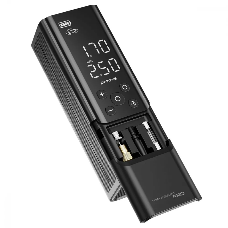 Портативний акумуляторний компресор насос для автомобіля 120W з LED-ліхтарем Proove Pump Assistant Lite Silver
