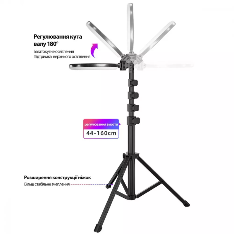 Кільцева світлодіодна LED лампа 12» 10W зі штативом 1.6м для фото Proove Halo RGB Кільцева світлодіодна LED лампа 12» 10W зі штативом 1.6м для фото Proove Halo RGB