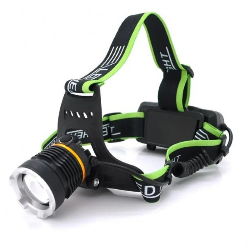 Налобний надпотужний LED ліхтар із двома акумуляторами 18650 та 3 режими роботи Bailong BL-A7-P50 Black/Green
