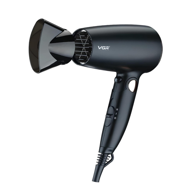 Фен для волосся складний дорожній 3 швидкості з насадкою концентратор VGR V-439 1200/1600Вт Black