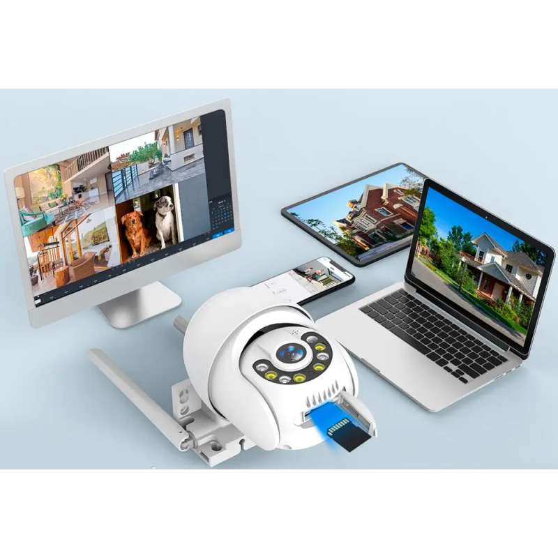 Бездротова WiFi 4G камера відеоспостереження вулична поворотна PTZ A15 4MP (ICSEE) White