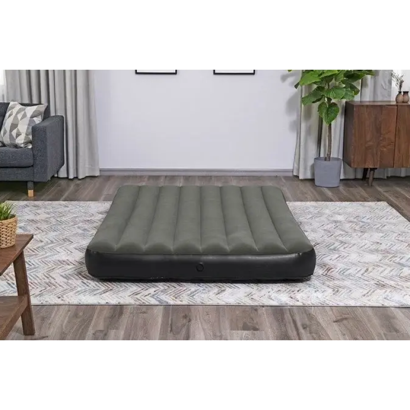 Надувний флокований двомісний матрац ПВХ з велюровим покриттям до 300кг Bestway 6713M 191x137x25см Olive