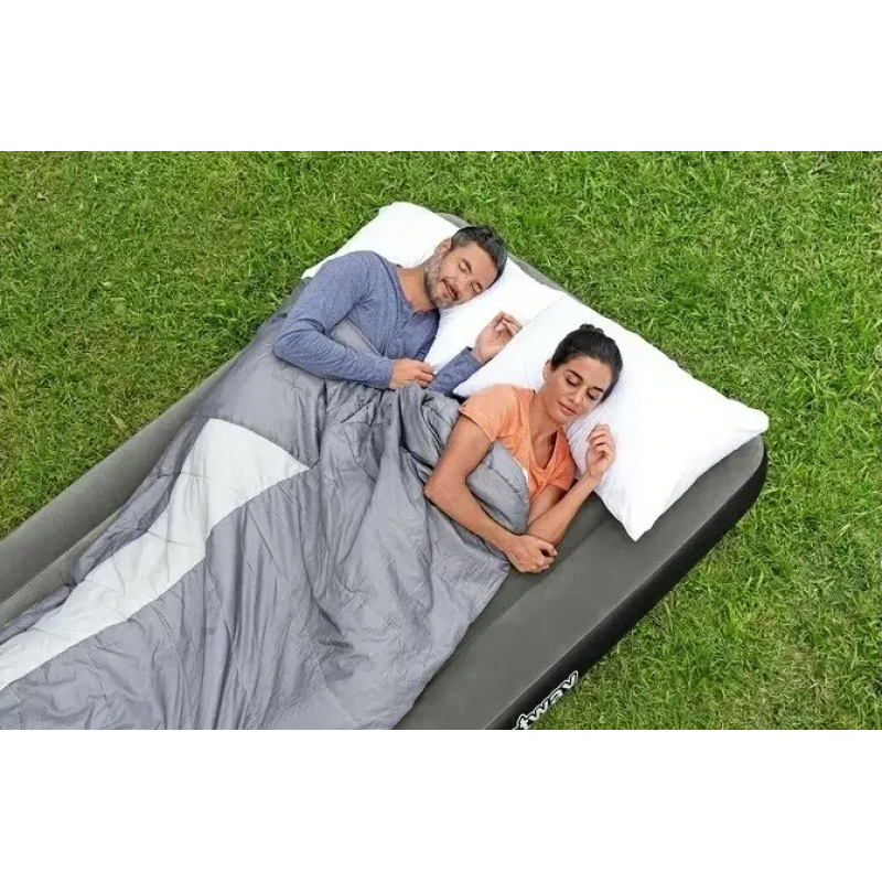 Надувний флокований двомісний матрац ПВХ з велюровим покриттям до 300кг Bestway 6713M 191x137x25см Olive